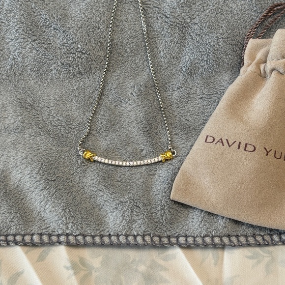 David Yurman Sterling Silver Bar Necklace With 18k Yellow Gold - Picture 13 of 14